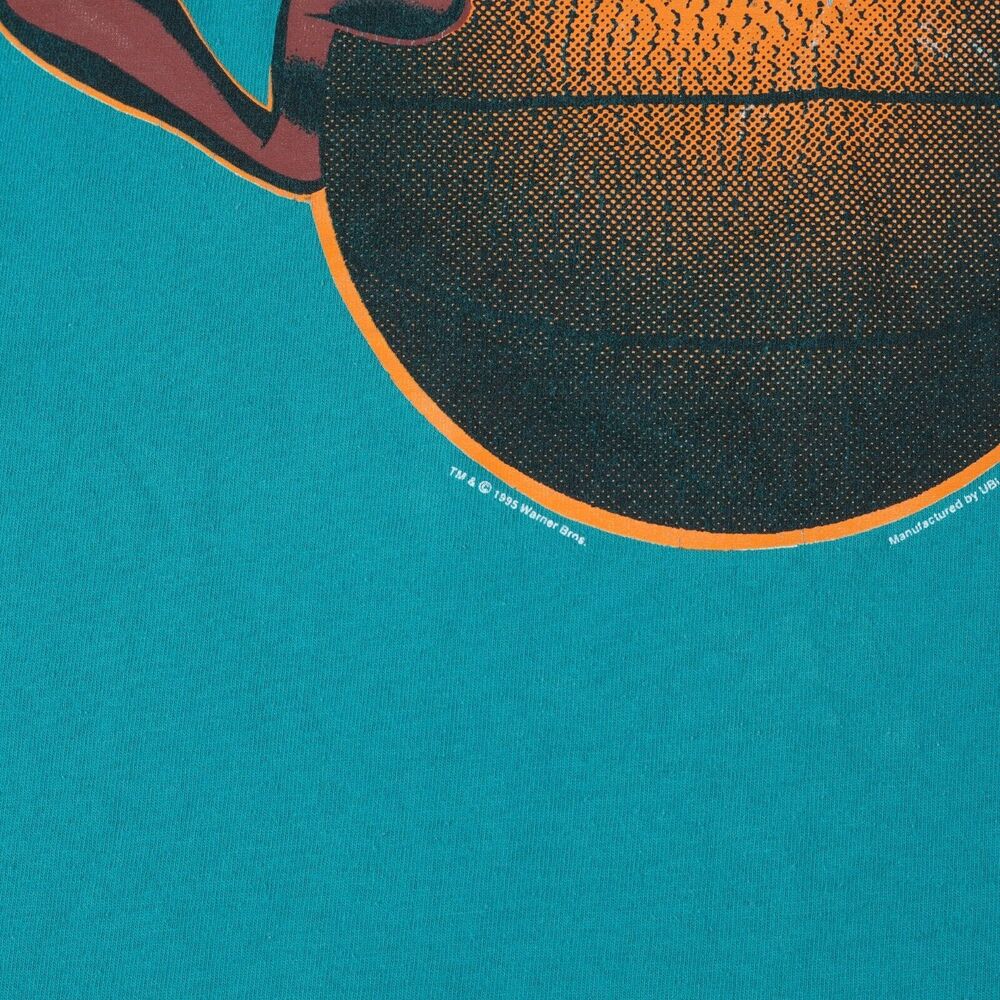 Vtg 90s 1995 TAZ T-Shirt L? Looney Tunes Basketball Space‎ Jam Single Stitch - Picture 4 of 12